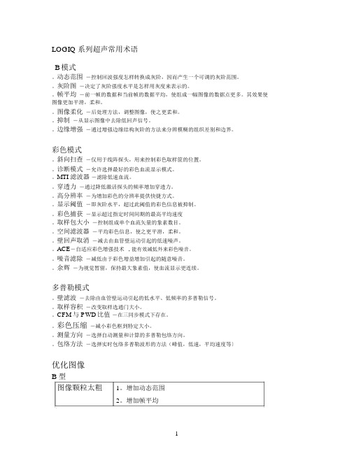 超声常用术语