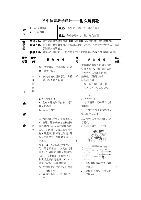 初中体育教学设计——耐久跑测验