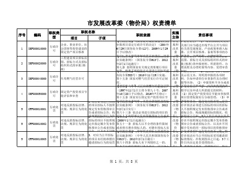 市发展改革委物价局权责清单