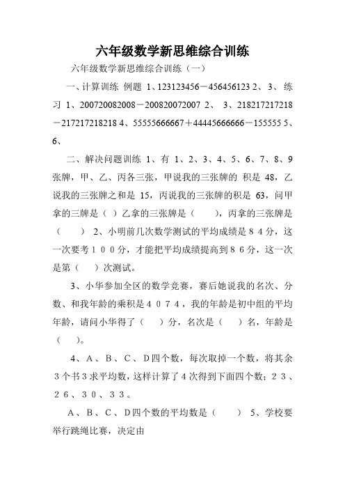 六年级数学新思维综合训练.doc