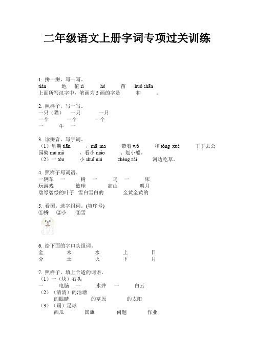 二年级语文上册字词专项过关训练