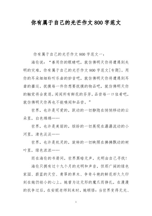 你有属于自己的光芒作文800字范文