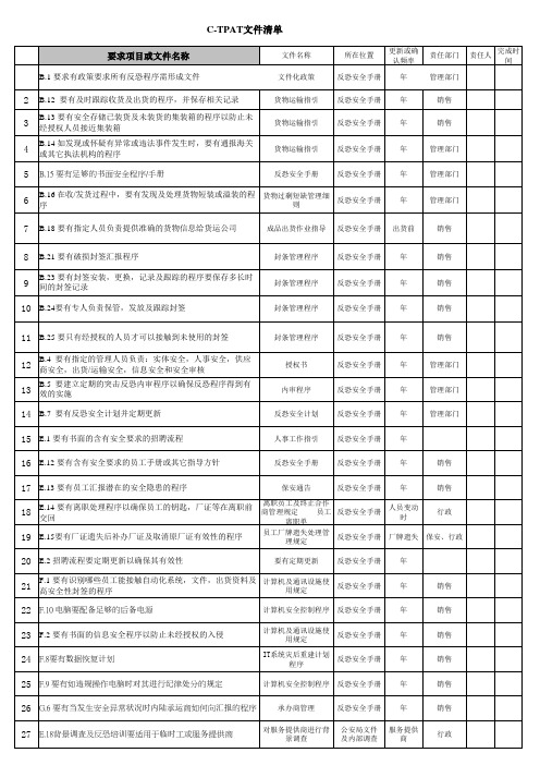 C-TPAT审核文件清单