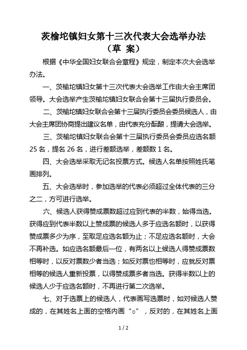 妇女代表大会执委选举办法草案