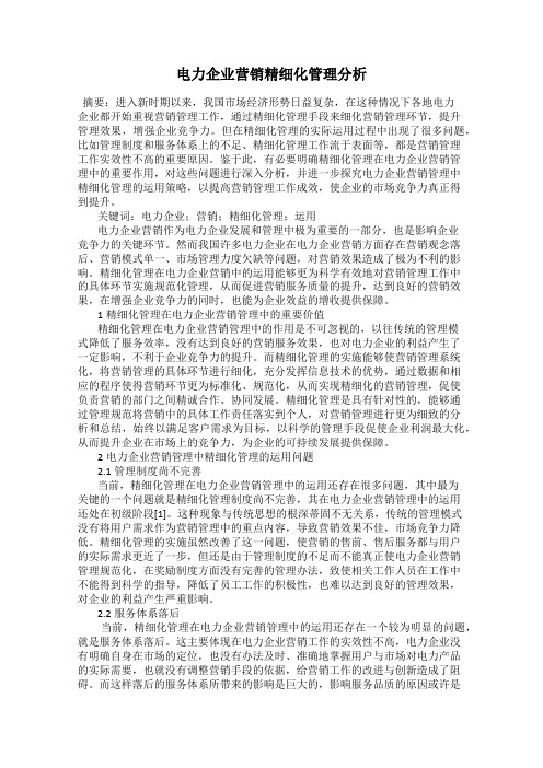 电力企业营销精细化管理分析