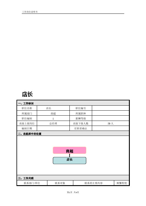 岗位说明书模板-店长