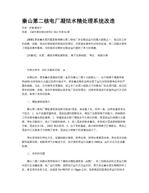 秦山第二核电厂凝结水精处理系统改造