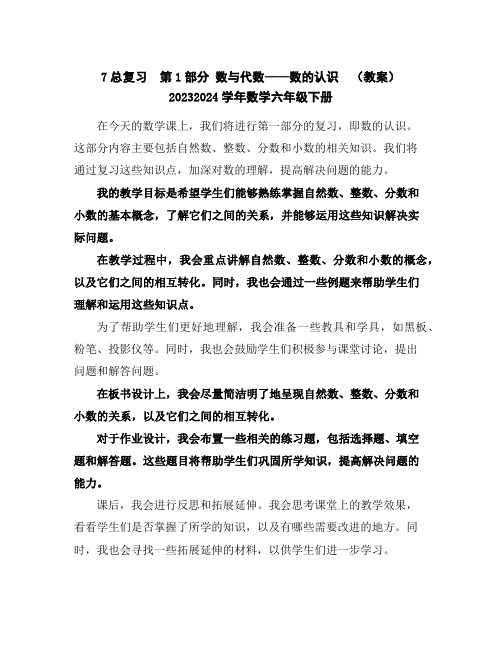 7总复习第1部分数与代数——数的认识(教案)-2023-2024学年数学六年级下册