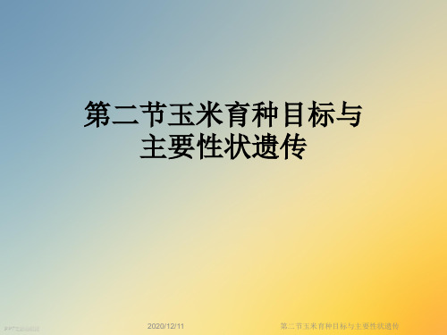 第二节玉米育种目标与主要性状遗传