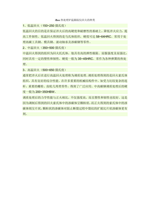 iBoo热处理炉温跟踪仪回火的种类