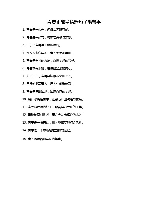 青春正能量精选句子毛笔字