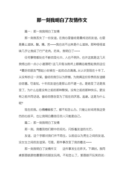 那一刻我明白了友情作文