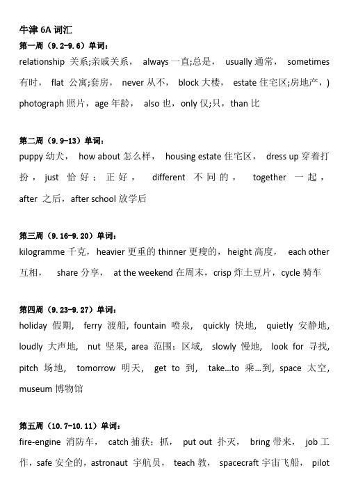 6A单词表