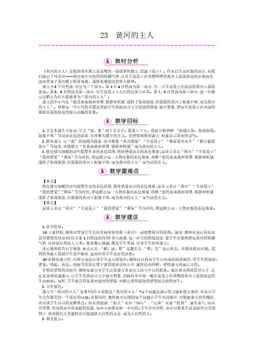四年级下册语文教案-23黄河的主人 苏教版