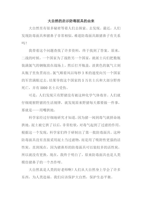 大自然的启示防毒面具的由来