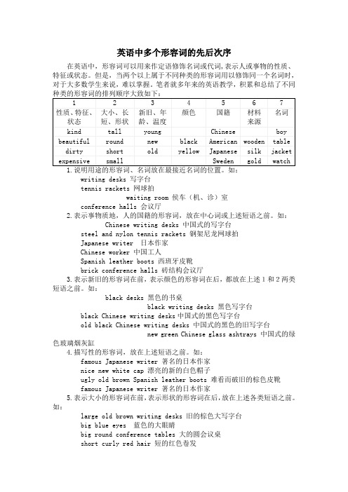 英语中多个形容词的先后次序