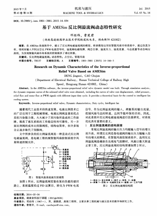 基于AMESim反比例溢流阀动态特性研究