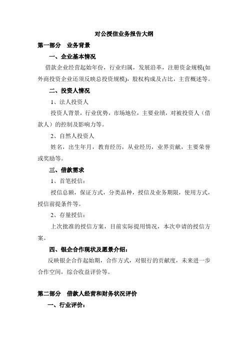 银行授信报告全大纲