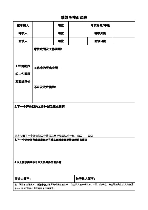 绩效考核面谈表