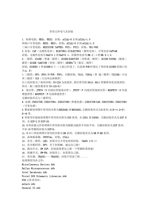protel常用元器件封装大全