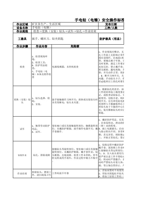手电钻(电锤)安全操作标准