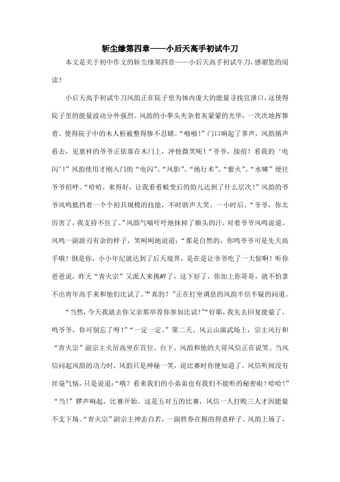 斩尘缘第四章——小后天高手初试牛刀_初中作文