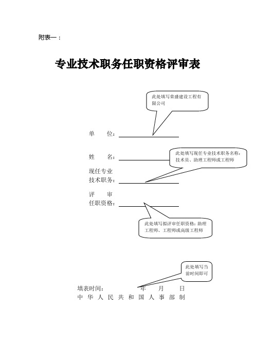 专业技术职务任职资格评审表