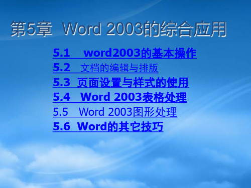 《办公自动化教程》第5章Word2003的综合应用