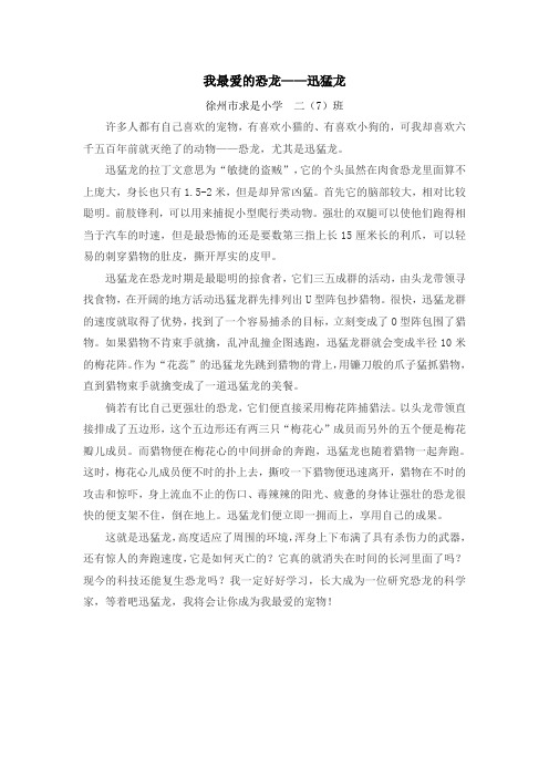 我最爱的恐龙——迅猛龙