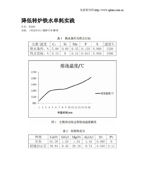 降低转炉铁水单耗实践