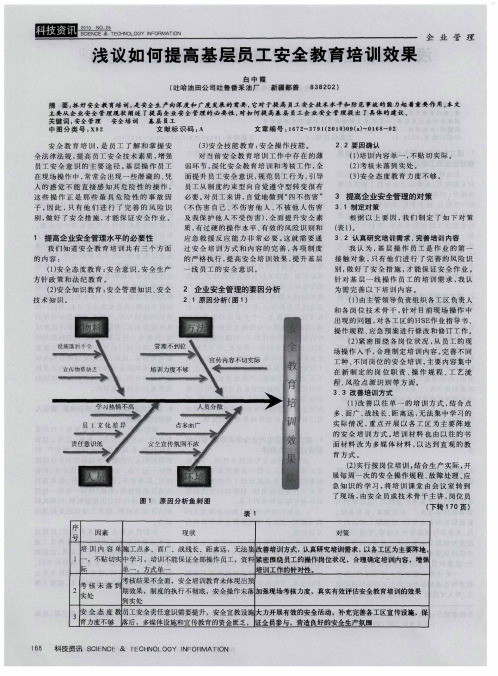 浅议如何提高基层员工安全教育培训效果