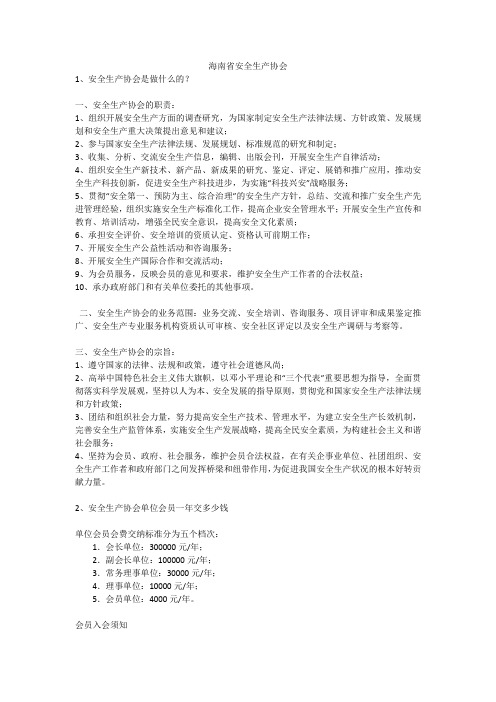 海南省安全生产协会安全生产