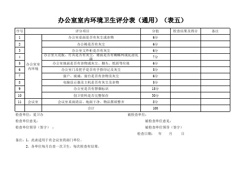 创卫 环境卫生检查评分表