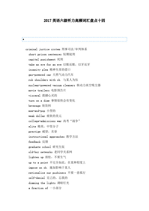 2017英语六级听力高频词汇盘点十四 