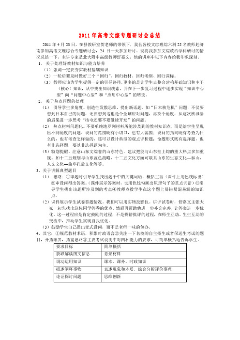 高考政治 专题研讨会论文