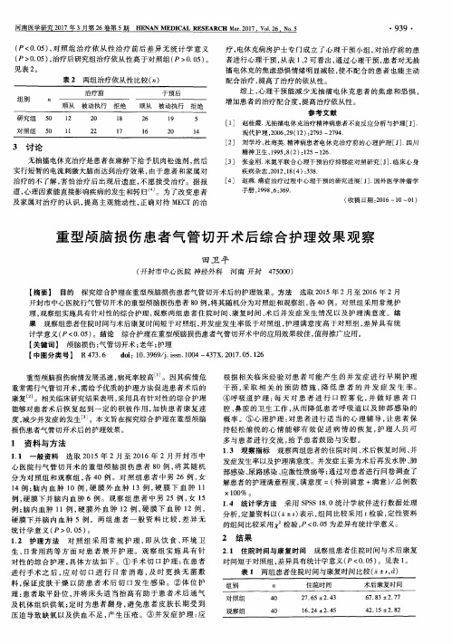 重型颅脑损伤患者气管切开术后综合护理效果观察
