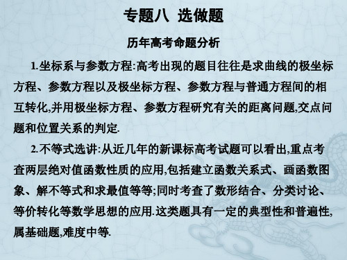 2019艺考生文化课冲刺点金-数学课件：第三章 专题八 选做题 