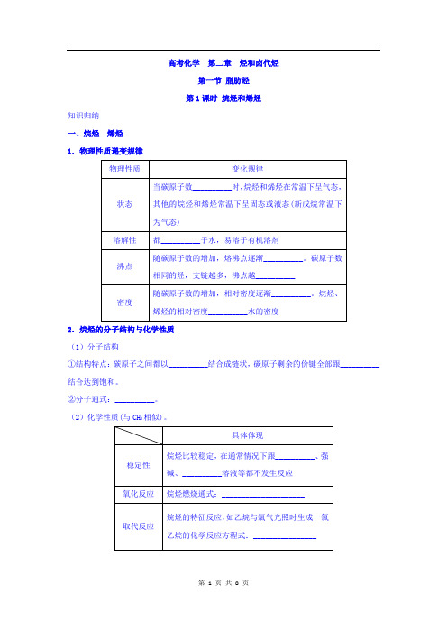 高中化学新人教版选修5练习：第二章烃和卤代烃+第一节+脂肪烃+Word版含答案