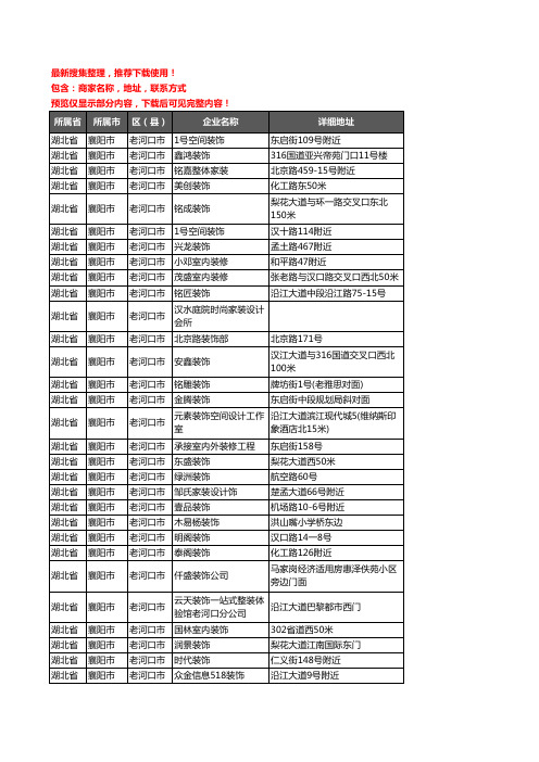 新版湖北省襄阳市老河口市装修公司企业公司商家户名录单联系方式地址大全53家