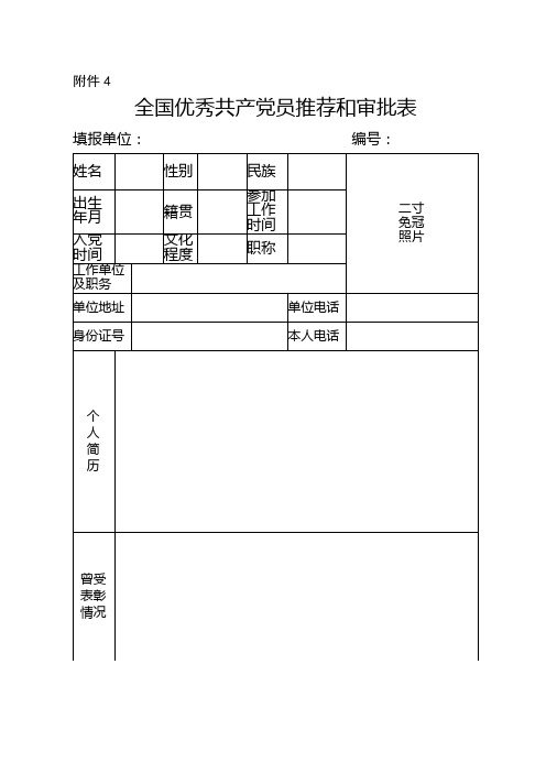 优秀审批表范本模板