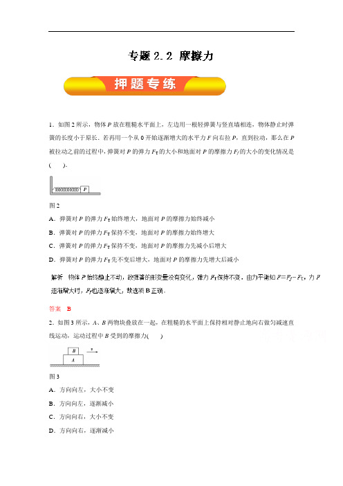 专题2.2 摩擦力押题专练-2018年高考物理一轮复习资料 