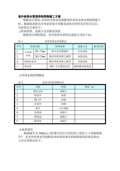 室外给排水管道和构筑物施工方案