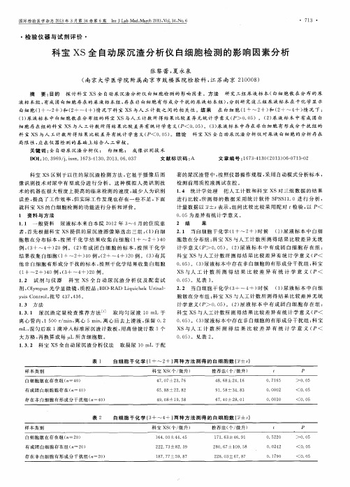 科宝XS全自动尿沉渣分析仪白细胞检测的影响因素分析