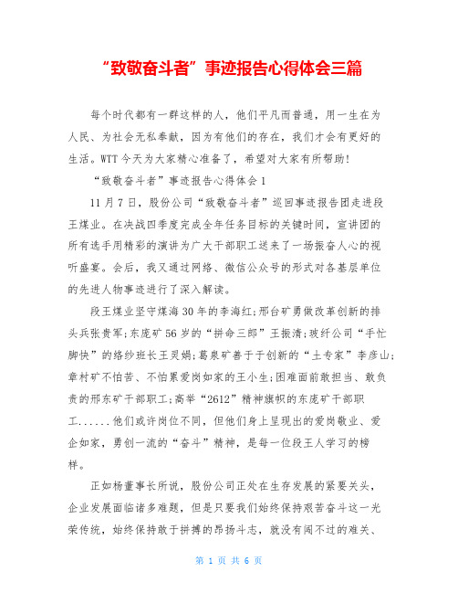 “致敬奋斗者”事迹报告心得体会三篇