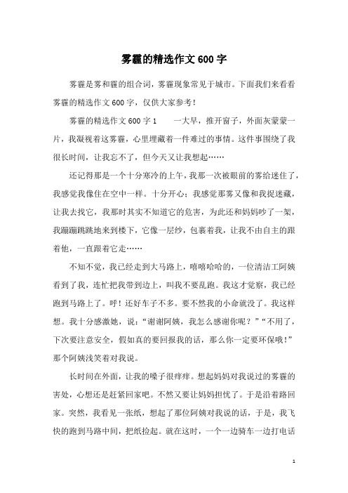 雾霾的精选作文600字
