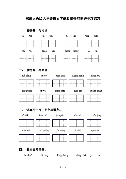 部编人教版六年级语文下册看拼音写词语专项练习