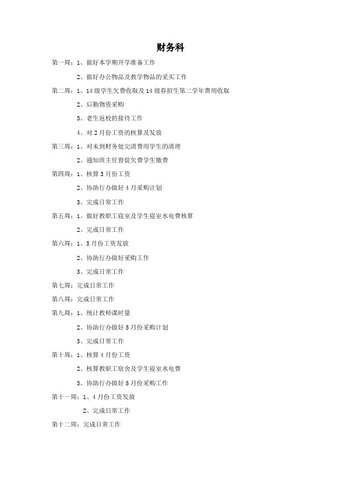 2015年春期工作计划---财务