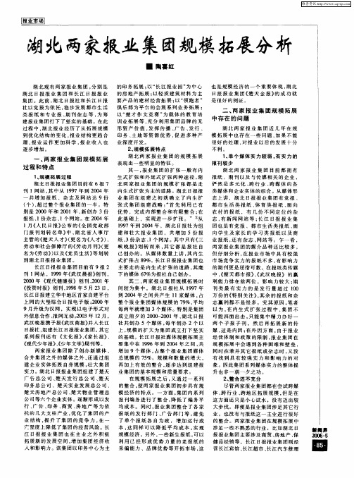 湖北两家报业集团规模拓展分析