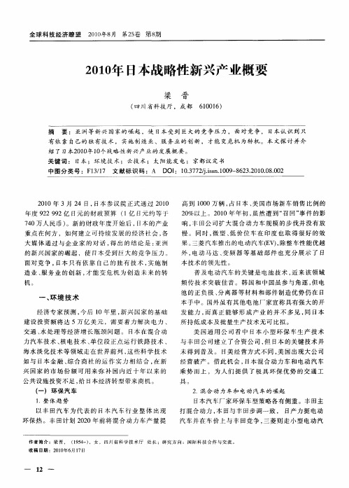 2010年日本战略性新兴产业概要