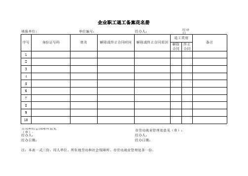 退工花名册